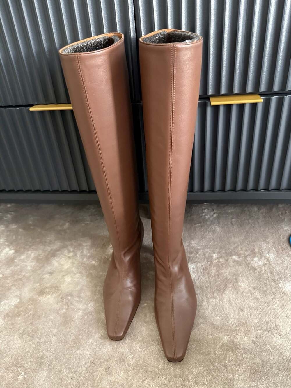 STAUD Brown Leather Pointed Toe Wally Boots